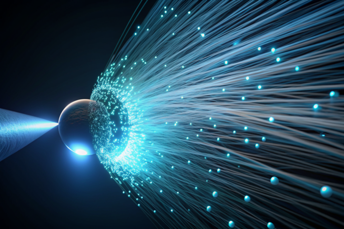 información viajando a través de partículas de luz