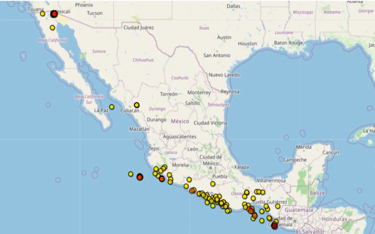 Servicio Sismológico Nacional registra 80 réplicas del sismo en Chiapas y 93 en Mexicali