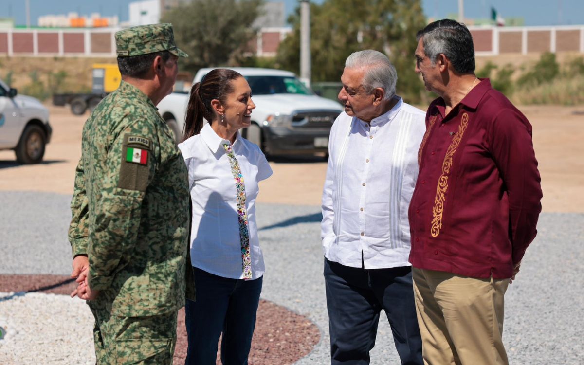 Sheinbaum y AMLO supervisan avances en el nuevo Centro de Aduanas de México