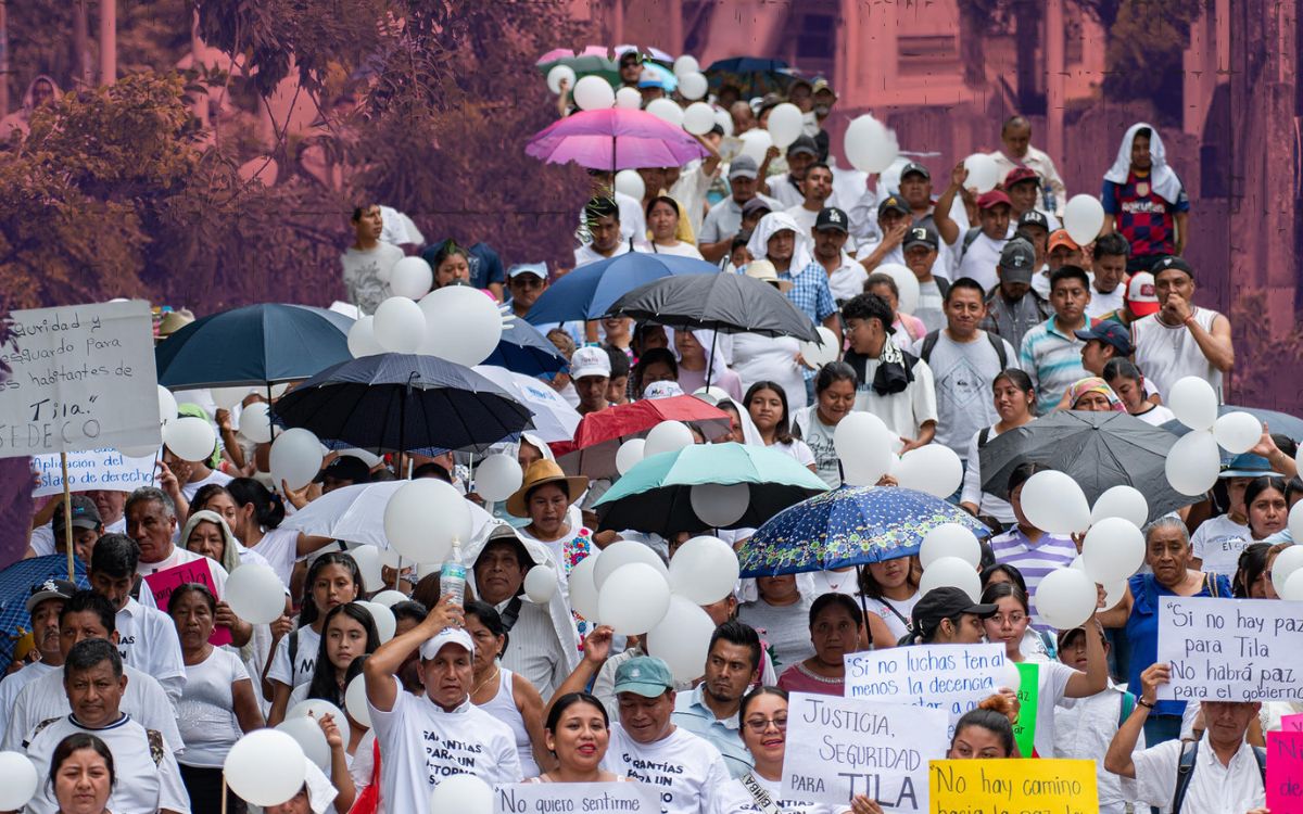 Indígenas desplazados de Tila marchan en Chiapas para exigir paz