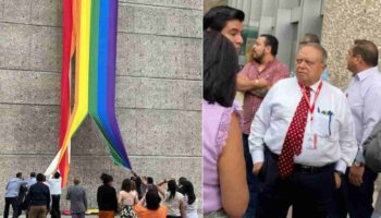 Videos | ‘Por indigno’, sindicato del Infonavit destruye bandera LGBT+; 'es un acto de barbarie', afirma su director