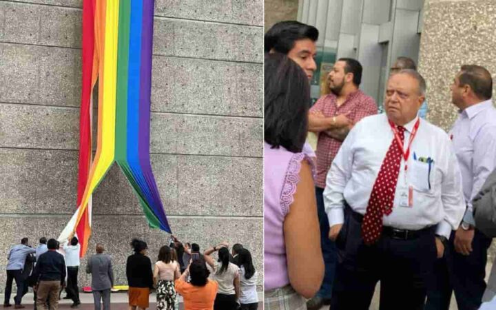 Videos | ‘Por indigno’, sindicato del Infonavit destruye bandera LGBT+; 'es un acto de barbarie', afirma su director
