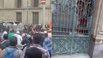 Videos | CNTE se enfrenta contra policías y rompe vidrios de Palacio Nacional