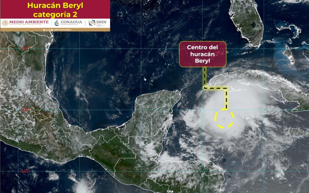 'Beryl' se degrada a huracán de categoría 2 previo a su ingreso a México 'Beryl' se degrada a huracán de categoría 2 previo a su ingreso a México