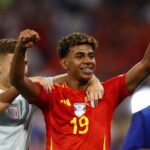 Lamine Yamal con la Selección de España en la Semifinal de la Euro ante Francia, donde marcó un golazo.