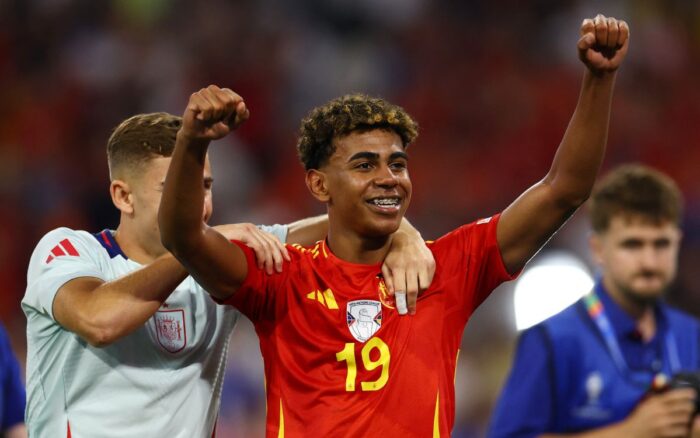 Lamine Yamal con la Selección de España en la Semifinal de la Euro ante Francia, donde marcó un golazo.