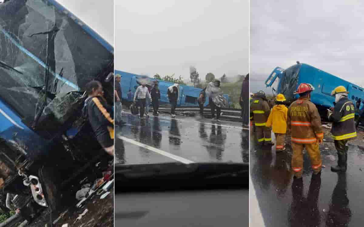 Video | Fuerte accidente en la Puebla-Atlixco; vuelca autobús con pasajeros