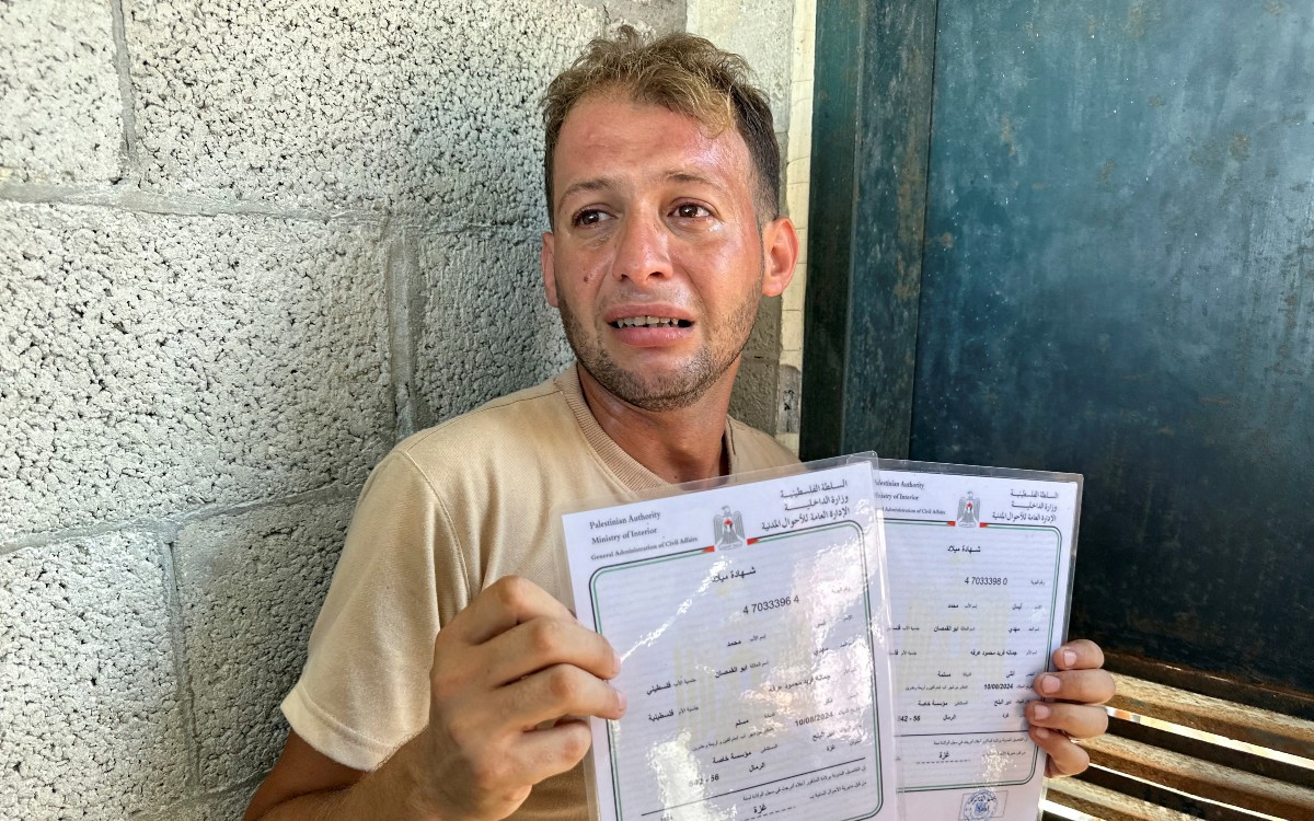Newborn Palestinian twins killed in Israeli attack, father receives birth certificates