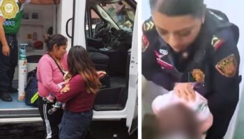 Policía da primeros auxilios a bebé y la salva de asfixiarse