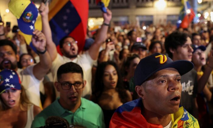 Venezuelans protest in Madrid, Spain.
