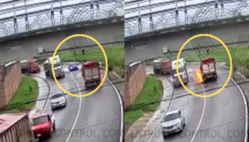 Video | Choque entre Tesla y Camión dejó 3 calcinados en Tlaxcala