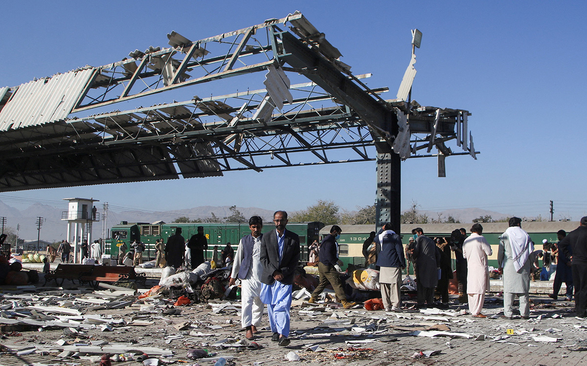 24 people were killed in a terrorist attack at a train station in Pakistan.