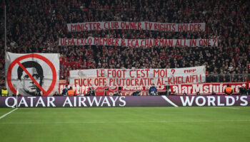 Ofrecen disculpa a Nasser Al-Khelaïfi por pancartas en la Allianz Arena