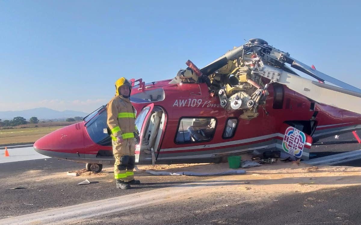 Helicóptero sufre accidente al aterrizar en Oaxaca