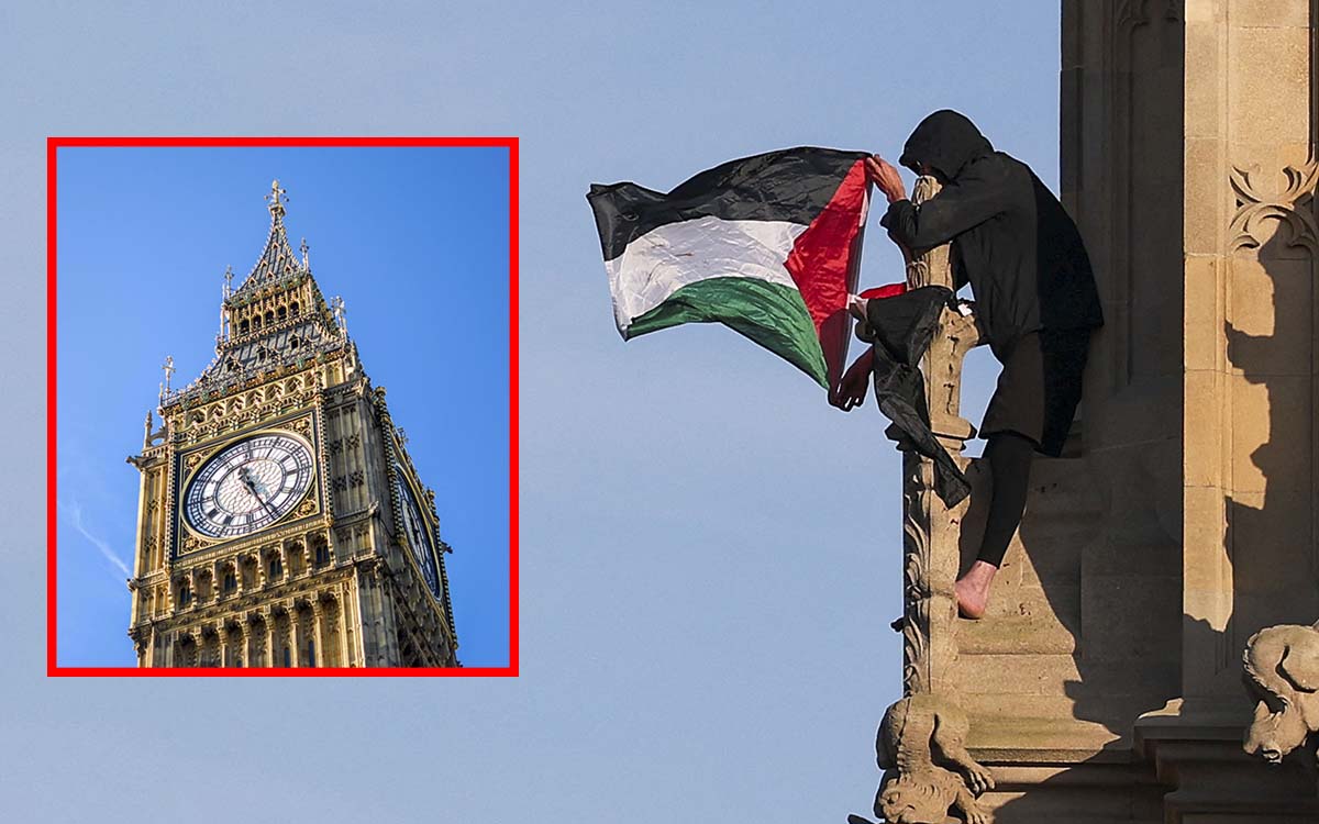 Detienen a hombre tras pasar más de 16 horas subido al Big Ben con una bandera palestina