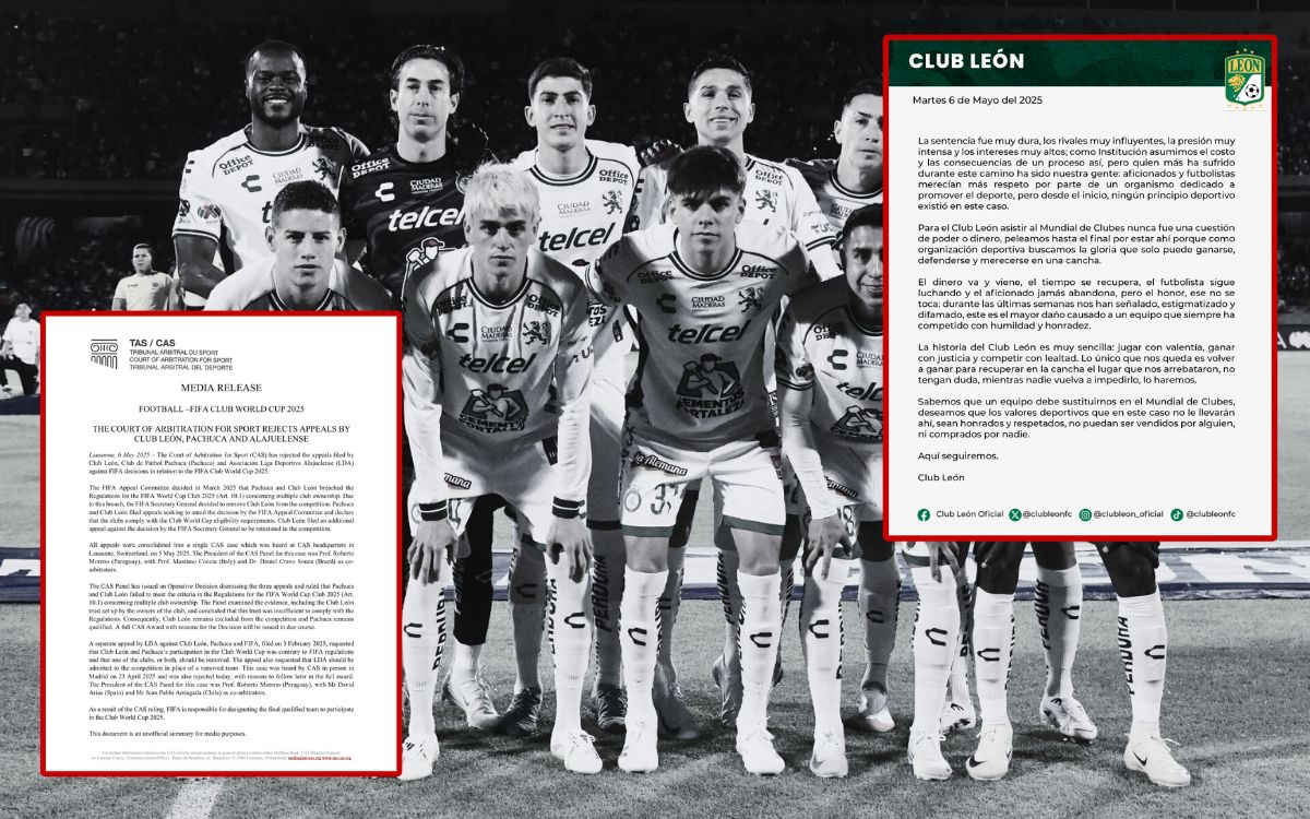 El Club León queda fuera del Mundial de Clubes tras decisión del TAS