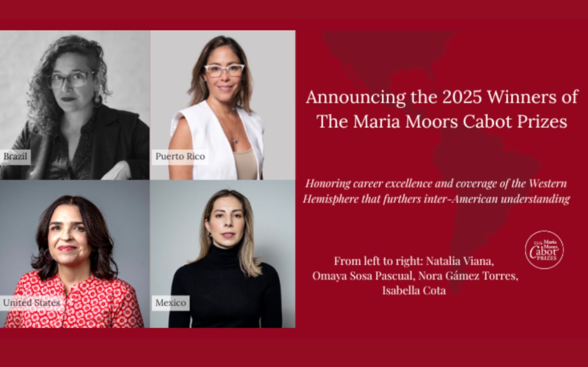 Isabella Cota, periodista mexicana, entre las ganadoras del Premio Maria Moors Cabot 2025 Isabella Cota, periodista mexicana, entre las ganadoras del Premio Maria Moors Cabot 2025