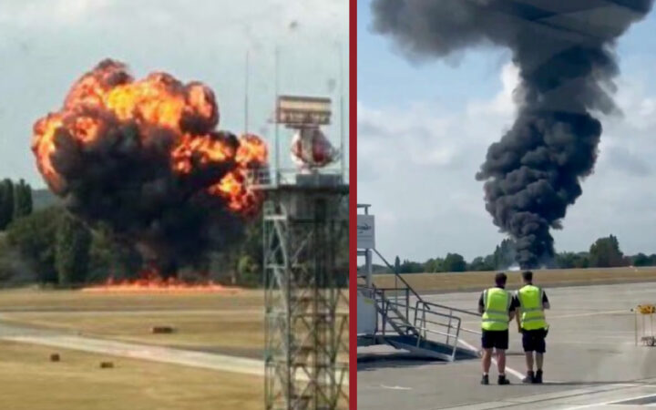 Avioneta se estrella y explota tras despegar de aeropuerto de Londres | Video Avioneta se estrella y explota tras despegar de aeropuerto de Londres | Video
