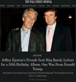 WSJ publica supuesta carta de Trump a Epstein; presidente de EU