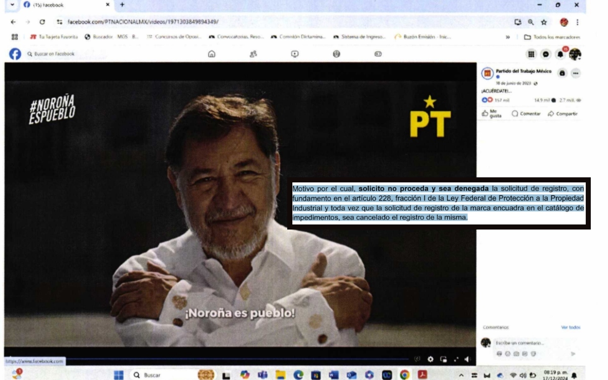 Cuando Noroña era ‘Pueblo’: el senador Fernández Noroña se opuso al registro de una frase son su apellido