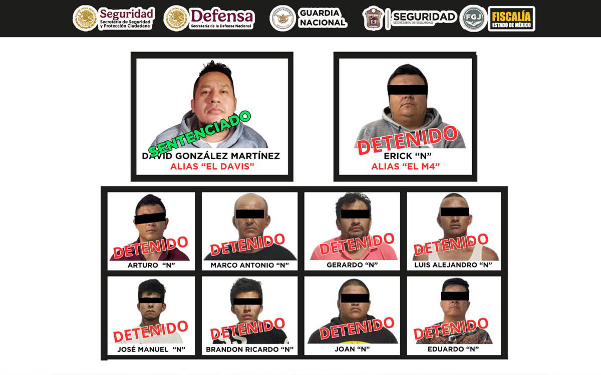 Caen nueve presuntos integrantes del CJNG en el Edomex; entre ellos, un pasante de la Fiscalía