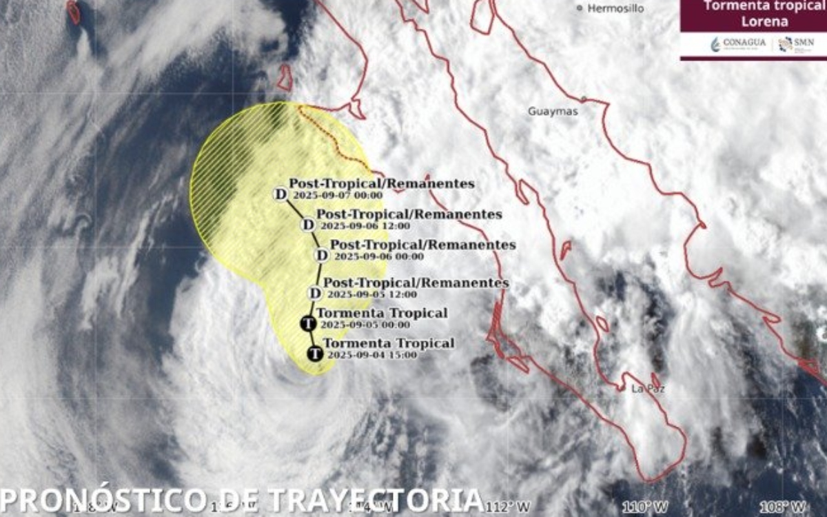 Lorena se desvía hacia norte y avanza paralelo a Baja California Sur Lorena se desvía hacia norte y avanza paralelo a Baja California Sur