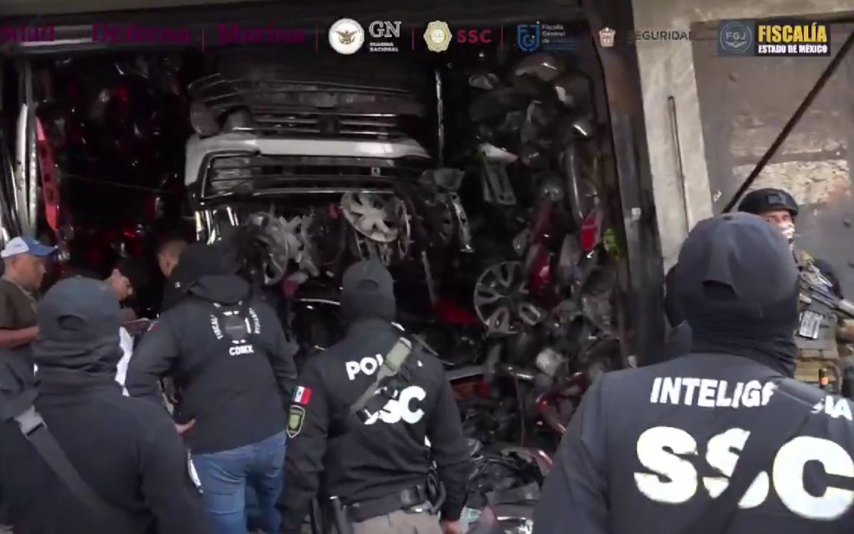 Detienen a 31 y aseguran más de 11 mil toneladas de autopartes en CDMX