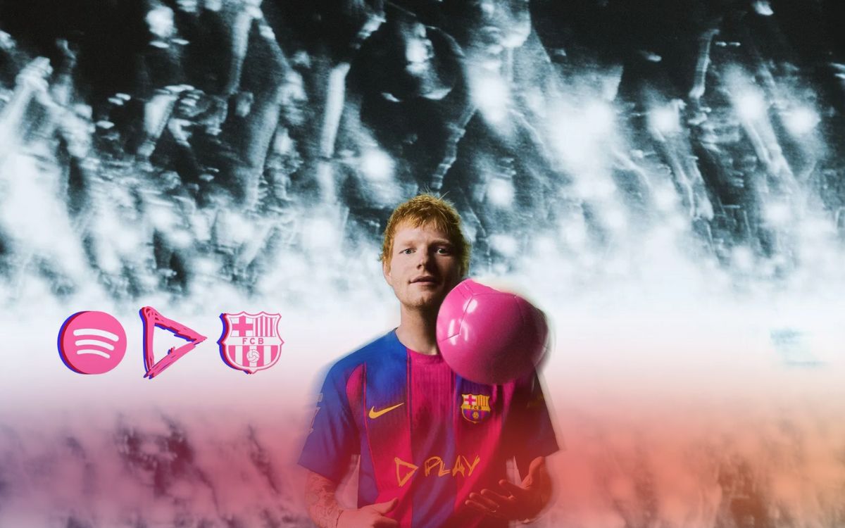 Ed Sheeran y el logo de su nuevo álbum 'Play' en la camiseta del Barça para el próximo clásico Ed Sheeran y el logo de su nuevo álbum 'Play' en la camiseta del Barça para el próximo clásico