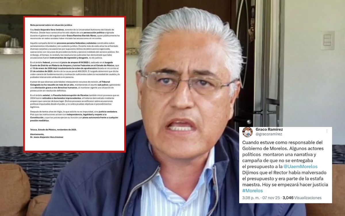 Exrector de la UAEM responsabiliza a Graco Ramírez de su detención; afirma ser víctima de persecución Exrector de la UAEM responsabiliza a Graco Ramírez de su detención; afirma ser víctima de persecución