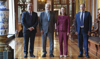 Sheinbaum se reúne con Slim y Cervantes en Palacio Nacional