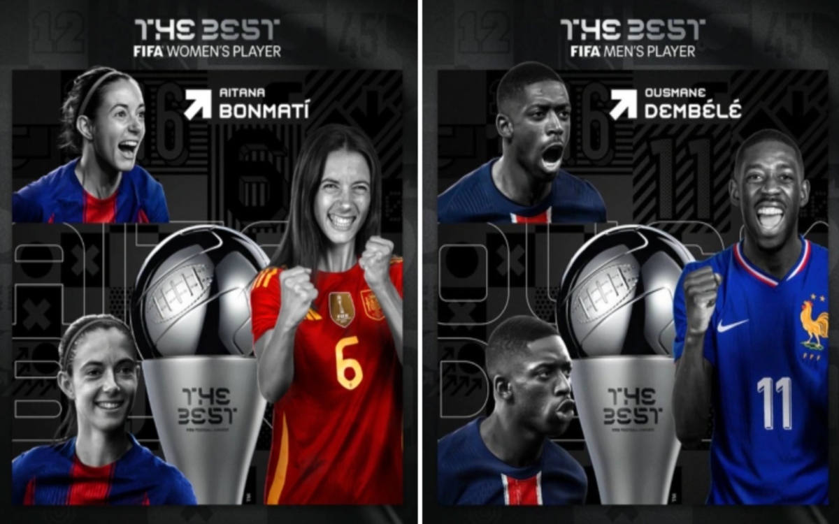 FIFA The Best: Ganan Dembelé y Bonmatí el premio a Mejor Jugador del Año | Video FIFA The Best: Ganan Dembelé y Bonmatí el premio a Mejor Jugador del Año | Video