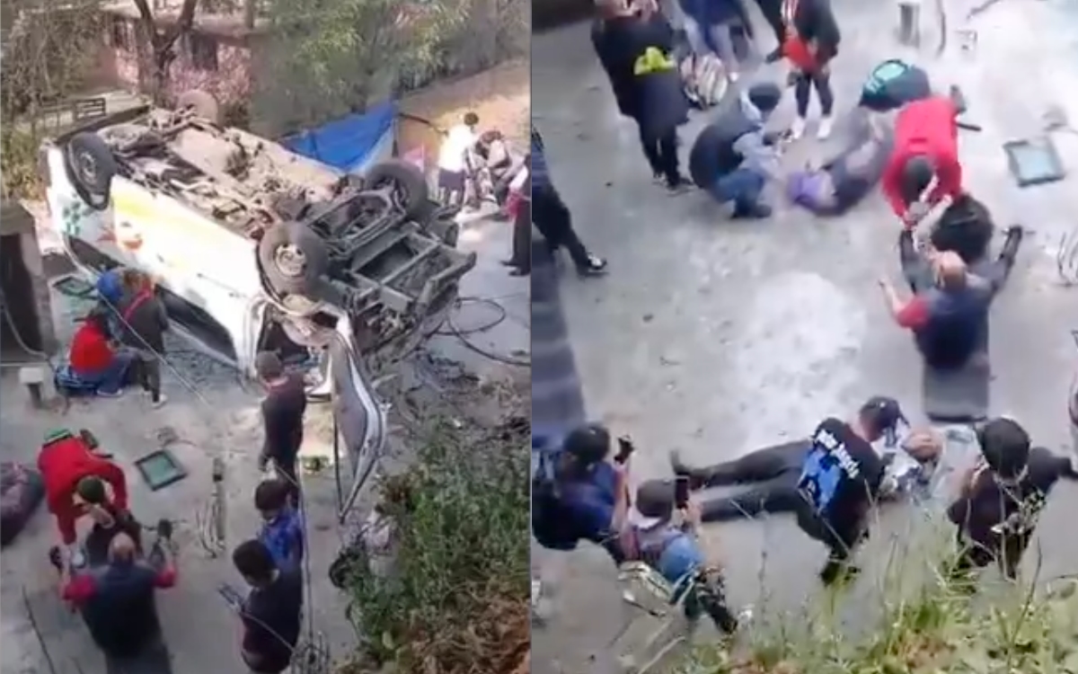 Videos | Combi cae a barranca en Nicolás Romero, Edomex; hay al menos 16 pasajeros heridos