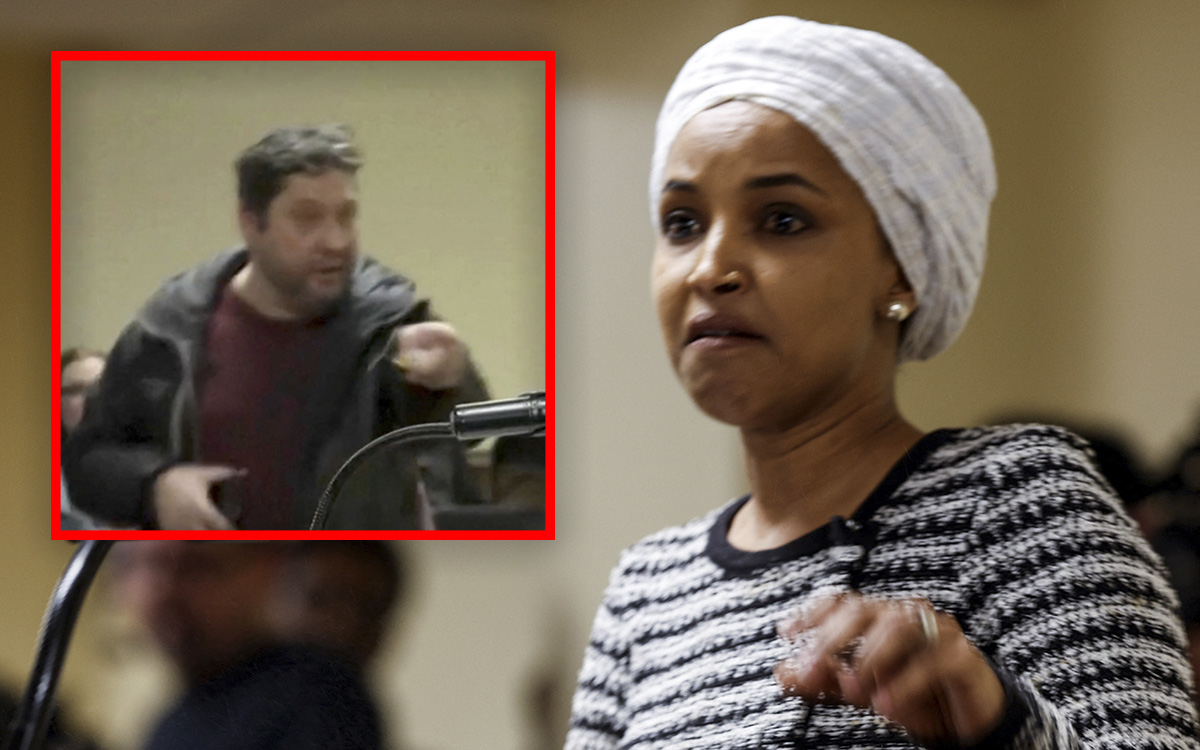 Hombre lanza líquido a la congresista demócrata Ilhan Omar durante un mitin en Minneapolis Hombre lanza líquido a la congresista demócrata Ilhan Omar durante un mitin en Minneapolis