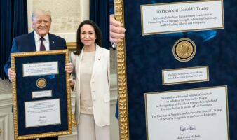 Machado le da a Trump su medalla del Nobel de la Paz; 'contamos con él para la libertad de Venezuela'