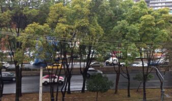 Viento desprende megalona en Periférico Sur y vuela sobre el Segundo Piso