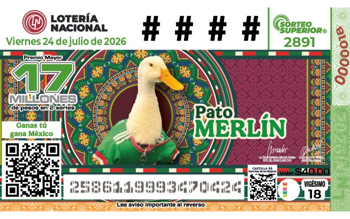 Pato Merlín ya tiene su billete de la Lotería Nacional Pato Merlín ya tiene su billete de la Lotería Nacional