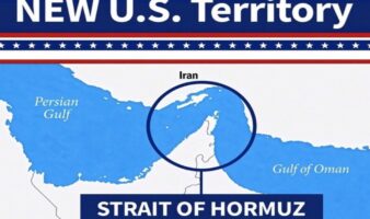 Trump publica una imagen en la que declara el estrecho de Ormuz como 'nuevo territorio' de EE.UU.