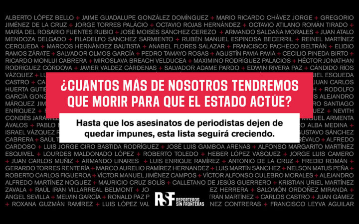 '¿Cuántos más tendremos que morir?': RSF y medios exigen actuar ante violencia contra periodistas '¿Cuántos más tendremos que morir?': RSF y medios exigen actuar ante violencia contra periodistas